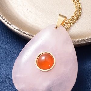 Ggalilea Rose Quartz and Red Agate Pendant Necklace